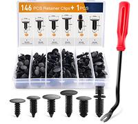 GOOACC 146PCS Nylon Bumper Shield Retainer & Double End Xmas Tree Retainers Clips Universal Auto Body Shield Retainer Fastener Clip Assortment- Bonus Fastener Remover