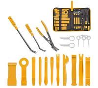 GOOACC 19Pcs Trim Removal Tool Set Panel Fastener Clips Removal Automotive Plastic Upholstery Pliers Removal Install Removal Car Tool with Storage Bag for Trim Panel Audio Clip Pliers Terminal-Yellow