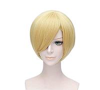 GOOACTION 12" Short Straight Blonde Synthetic Hair with Bang Wigs ONE PIECE Anime Cosplay Sanji Costume Party Wig