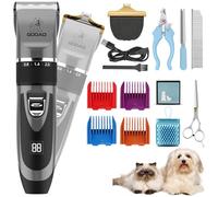 Gooad Clippers Grooming Kit and Paw Trimmer,Cordless,Low Noise, Electric Quiet,Rechargeable, Pet Hair Clippers for Thick Coats,Dog Trimmer Grooming, Shaver for Small and Large Dogs Cats,Gray