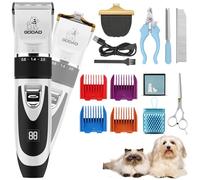 Gooad Clippers Grooming Kit and Paw Trimmer,Cordless,Low Noise, Electric Quiet,Rechargeable, Pet Hair Clippers for Thick Coats,Dog Trimmer Grooming, Shaver for Small and Large Dogs Cats,White