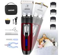 Gooad Dog Clippers Grooming Kit and Paw Trimmer,Cordless,Low Noise, Electric Quiet,Rechargeable, Dog Trimmer Grooming, Pet Hair Clippers for Thick Coats,Shaver for Small and Large Dogs Cats(Red