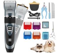 Gooad Dog Clippers Grooming Kit and Paw Trimmer,Cordless,Low Noise, Electric Quiet,Rechargeable, Pet Hair Clippers for Thick Coats, Dog Trimmer Grooming, Shaver for Small and Large Dogs Cats,Blue