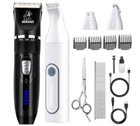 Gooad Dog Clippers Grooming Kit Hair Clipper -4 in 1Low Noise -Rechargeable-Cordless Quiet Paw Trimmer Nail Grinder, Trimmer Grooming for Thick Hair&Coats,Pet Shaver for Small and Large Dogs Cats