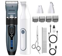 Gooad Dog Clippers Grooming Kit Hair Clipper -4 in 1Low Noise -Rechargeable-Cordless Quiet Paw Trimmer Nail Grinder, Trimmer Grooming for Thick Hair&Coats,Pet Shaver for Small and Large Dogs Cats