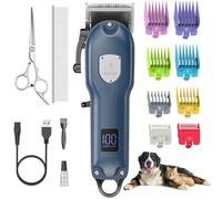Gooad Dog Hair Clippers for Grooming Cordless Pet Clippers for Dogs Thick Hair with Metal Blades, Electric Rechargeable Dog Trimmer for Grooming Low Noise Pet Grooming Kit,Blue