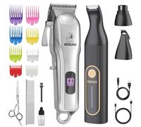Gooad Professional Dog Grooming Kit - Cordless Clippers for Heavy & Thick Coats, Low Noise Pet Shaver with Nail Grinder & Paw Trimmer for Small, Medium, Large Dogs