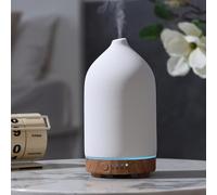 Gooamp 200ML Ceramic Diffuser,Aromatherapy Diffuser,Essential Oil Diffuser with 7 Color Lights Auto Shut Off for Home Office Room,Wood Grain Base (1/3/6/ON hrs Working time)