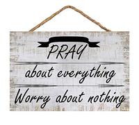 Gooapds Custom Pray About Everything Worry About Nothing Plaque Hanging Wall Art Retro Metal Tin Sign 8X12 Inches