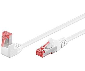 goobay 0.25 Metre CAT 6 Patch Cable High Speed 90 Degree Male Network Cable Ethernet Playstation Xbox DSL PimF RJ45 Plug White 51548