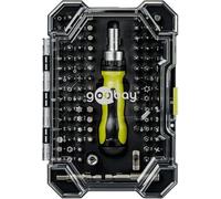 goobay 100 pcs. Screwdriver Set with Ratchet Function/Precision Bits Made of S2 Steel/Tool Set for DIY, Repair & Assembly/Includes Bit Extension & Adapter - 77844