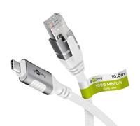 Goobay 10m USB-C™ to RJ45 Ethernet CAT 6 Cable - LAN Adapter for Laptop, Macbook, Smartphone & Router - Data Transfer up to 1 Gbit/s - Compatible with USB-C™ Devices & Thunderbolt 3 - White
