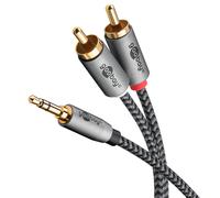 goobay 3,5 mm Klinke/Cinch Kabel 0,5 m silber, sch NEW