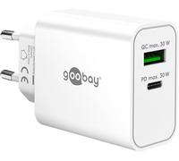 goobay 30W USB C charger, GaN dual port fast charger with Power Delivery & Quick Charge, compact USB power supply charging plug adapter for iPhone, Samsung Galaxy, tablet, headphones, black - 75335