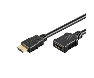Goobay 31938 High Speed HDMI Extension Cable with Ethernet, Gold-plated, Black, 6 mm Diameter, 3 m Cable Length