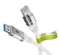 Goobay 3m USB to Ethernet Adapter Cable - CAT 6, 1 Gbit/s, Compatible with Laptop, Tablet, PC, Router-74160