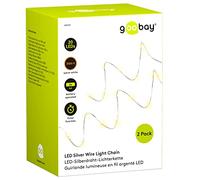 goobay 44590 2 x 20 LED Fairy Lights - Timer Function, Battery Operated, 1.05 m Total Length, White