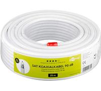 Goobay 49760 SAT Coaxial Cable 25m Double Shielded 90dB CCS Coax TV HDTV DVB-T DVB-S Cable TV Radio Internet BK DAB 75 Ohms CPR Eca Fire Protection Class White 1x1 BNC Male-to-Female Connector