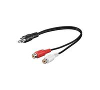 Goobay 50005 Audio Y Cable Adapter, RCA Male to Stereo RCA Female, Black, 0.2 m Cable Length