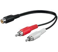 Goobay 50008 Audio Y Cable Adapter, Stereo RCA Male to RCA Female, Black, 0.2 m Cable Length