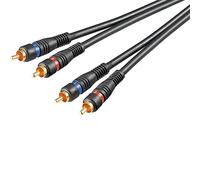 Goobay 50032 Stereo RCA Cable 2x RCA, Double Shielded, Black, 1.5 m Cable Length
