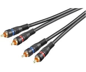 Goobay 50032 Stereo RCA Cable 2x RCA, Double Shielded, Black, 1.5 m Cable Length