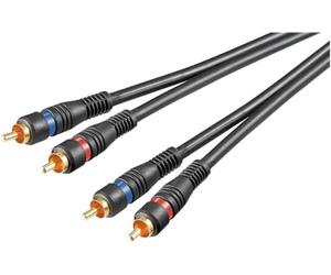 Goobay 50119 Stereo RCA cable 2x RCA, Double Shielded, Black, 3 m Cable Length