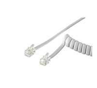 goobay 50246 Telephone Handset Spiral Cable, Flat Cable with Rj10 Plug (4P4C) to Rj10 Plug (4P4C); White; 2 m