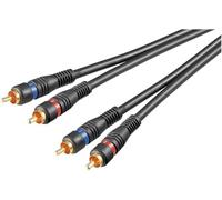 Goobay 50433 Stereo RCA Cable 2x RCA, Double Shielded, Black, 0.2 m Cable Length