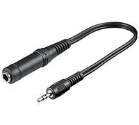 Goobay 50470 Headphone Adapter, 3.5 mm Male to 6.35 mm Female, Black, 0.2 m Cable Length