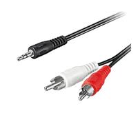 Goobay 50780 Audio Cable AUX Adapter, 3.5 mm Male to Stereo RCA Male, Black, 15 m Cable Length