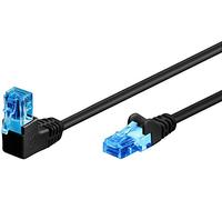 goobay 51529 CAT 6A Patch Cable, 90 Degree Plug, Network Cable, Ethernet, Playstation, Xbox, LAN Cable, DSL, U/UTP, RJ45 Plug, Black, 1 Metre