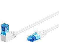 goobay 51534 CAT 6A Patch Cable, 90 Degree Plug, Network Cable, Ethernet, Playstation, Xbox, LAN Cable, DSL, U/UTP, RJ45 Plug, White, 0.25 m