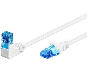 goobay 51538 CAT 6A Patch Cable 90 Degree Male Network Cable Ethernet Playstation Xbox LAN Cable DSL U/UTP RJ45 Plug White 3 Metres