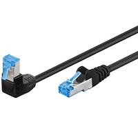 goobay 51559 CAT 6A Patch Cable, High Speed, 90 Degree Plug, Network Cable, Ethernet, Playstation, Xbox, DSL, PimF, RJ45 Plug, Black, 3 Metres