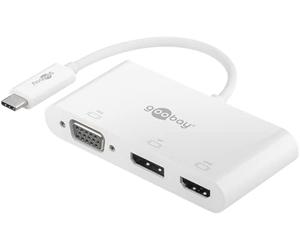 goobay 52412 Multiport Adapter USB-C to VGA + DP + HDMI - Resolutions up to 4K*2K@60Hz - Mirrors up to 4 Displays at the same time