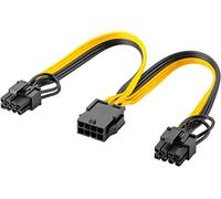 goobay 60000 Power Supply Cable 8 Pin Female to Dual 6+2 Male for PCIe, Power Cable for Connecting Dual 6 Pin and 8 Pin Graphics Cards, PCI Express Graphics Cards, Power Cable, Yellow/Black, 2 x 23 cm