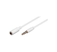 Goobay 62364 Headphone and Audio Aux Extension Cable, 4-Pin 3.5 mm Slim, CU, 5 m Cable Length, white