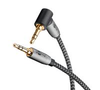 Goobay 65277 AUX Audio 0.5 m / 90 Degree Angle Plug / 3.5 mm Jack Cable Fabric Jacket/Suitable for Mobile Phone, Headphones, Console