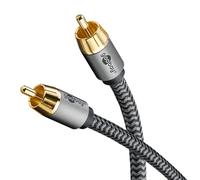 Goobay 65298 Mono RCA Cable 5 m/Audio Cable for Subwoofer HiFi Devices/Flexible Textile Cable/Digital Coaxial Cable/Gold-Plated Connectors