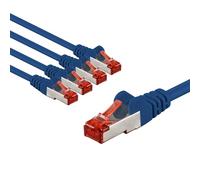 goobay 65968 CAT6 Network Cable Set of 5/Patch Cable Shielded S/FTP/CU Ethernet Cable, PiMF, LSZH/Cat 6 Cable with 10 Gbits/Blue / 5 x 3 m