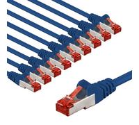 Goobay 65972 CAT6 Network Cable Set of 10/Patch Cable Shielded S/FTP/CU Ethernet Cable, PiMF, LSZH/Cat 6 Cable with 10 Gbits/Blue / 10 x 3 m