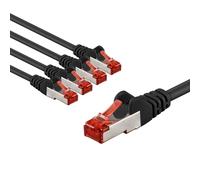 goobay 65977 CAT6 Network Cable Set of 5/Patch Cable Shielded S/FTP/CU Ethernet Cable, PiMF, LSZH/Cat 6 Cable with 10 Gbits/Black / 5 x 5 m