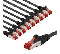 Goobay 65980 CAT6 Network Cable Set - 10 Pack Shielded S/FTP/CU Ethernet Cable, PiMF, LSZH/Cat 6 with 10 Gbits - Black / 3 m Each