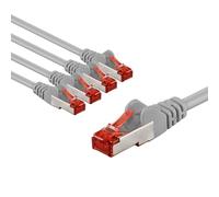 goobay 65990 CAT6 Network Cable Set of 5/Patch Cable Shielded S/FTP/CU Ethernet Cable, PiMF, LSZH/Cat 6 Cable with 10 Gbits/Grey / 5x 1m