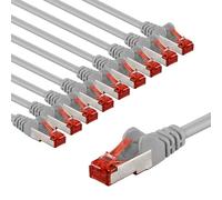 Goobay 65996 CAT6 Network Cable Set of 10/Patch Cable Shielded S/FTP/CU Ethernet Cable, PiMF, LSZH/Cat 6 Cable with 10 Gbits/Grey / 10 x 3 m