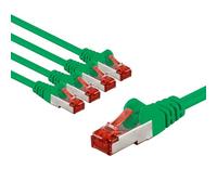 goobay 66006 CAT6 Network Cable Set of 5/Patch Cable Shielded S/FTP/CU Ethernet Cable, PiMF, LSZH/Cat 6 Cable with 10 Gbits/Green / 5x 3 m