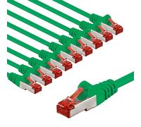 Goobay 66015 CAT6 Network Cable Set - Shielded S/FTP/CU Ethernet Cable, PiMF, LSZH/Cat 6 with 10 Gbits/Green / 10x 3m