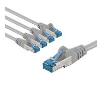goobay 66020 CAT 6A Network Cable Set of 5/Patch Cable Shielded S/FTP/CU Ethernet Cable, PiMF, LSZH/Cat 6a Cable with 10Gbits / Grey / 5x 5m