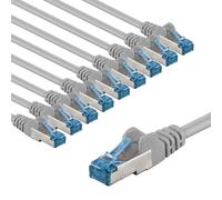 goobay 66024 CAT 6A Network Cable in Set of 10/Patch Cable Shielded S/FTP/CU Ethernet Cable, PiMF, LSZH/Cat 6a Cable with 10 Gbits/Grey / 10 x 2 m